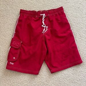 TYR Boy's Red Swim Trunks Size 12/14